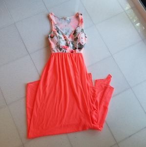 Pink floral maxi dress